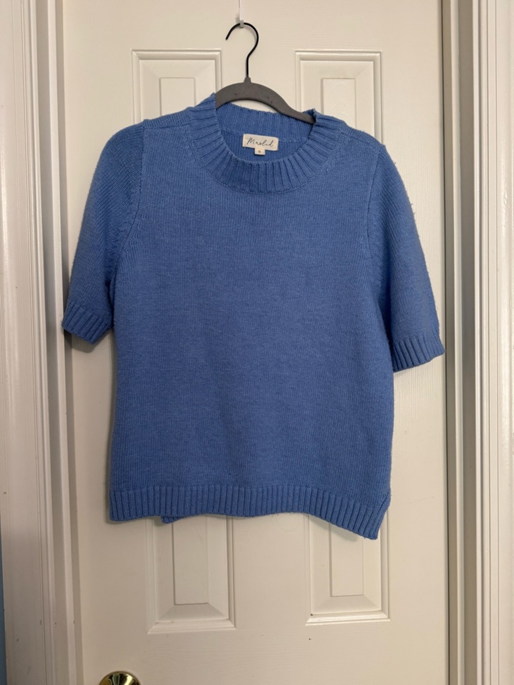Marled Sky Blue Short-Sleeve Crewneck Sweater